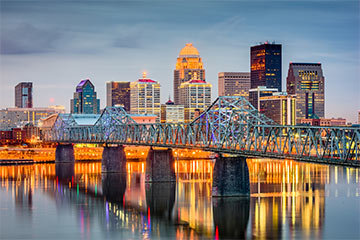 Skyline of a city in Kentucky on the water front